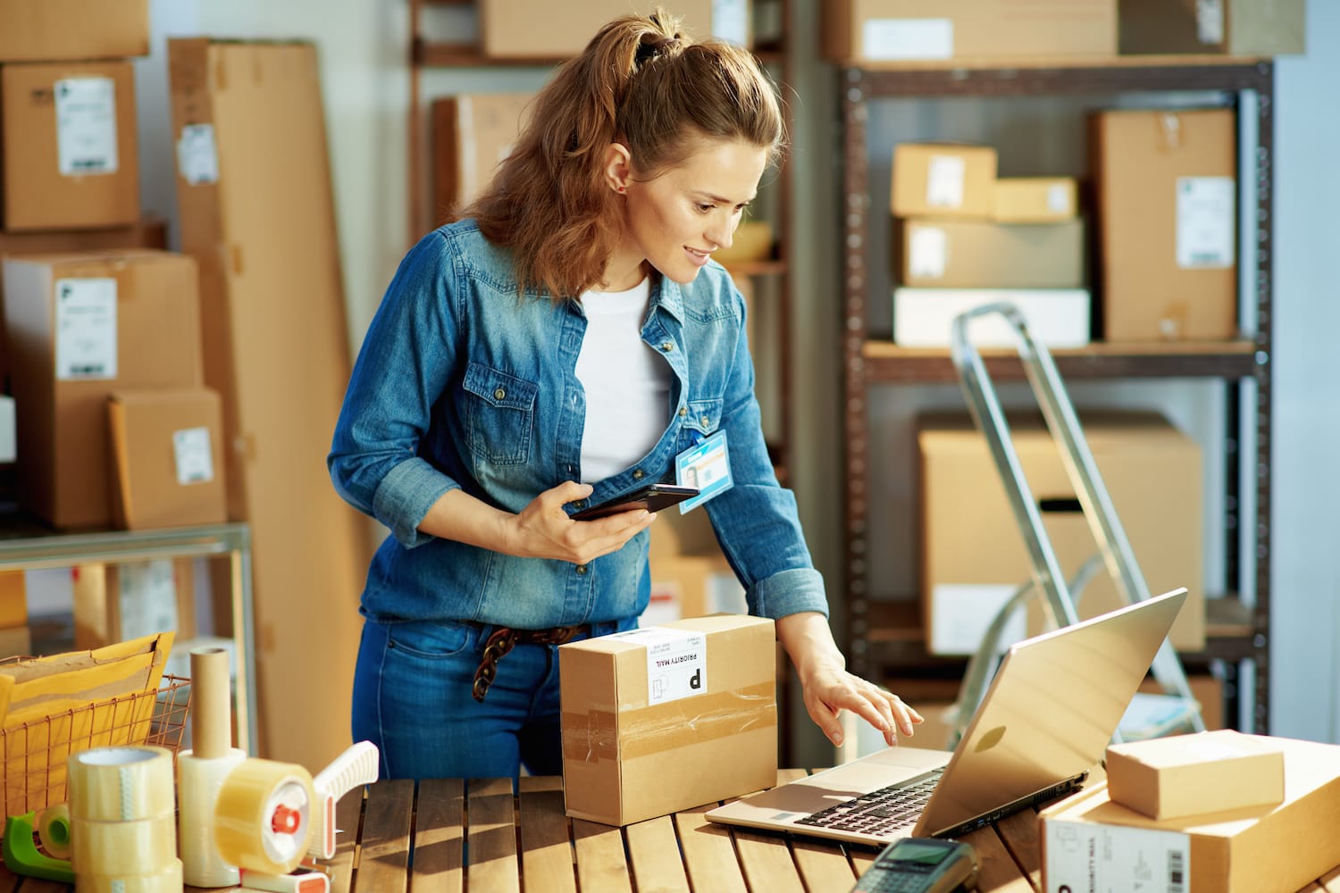 Woman Packing Products for Shipment