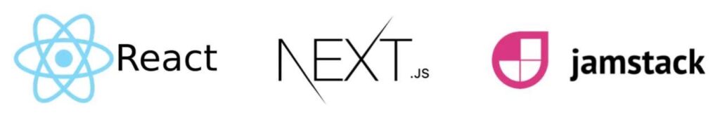 React, NextJS and Jamstack Logos